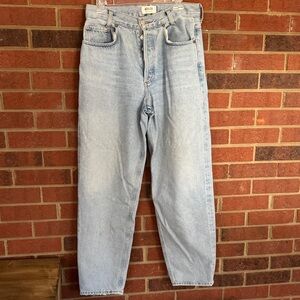 Agolde Women's Light Blue High Rise Button Fly Tapered Organic Cotton Jeans